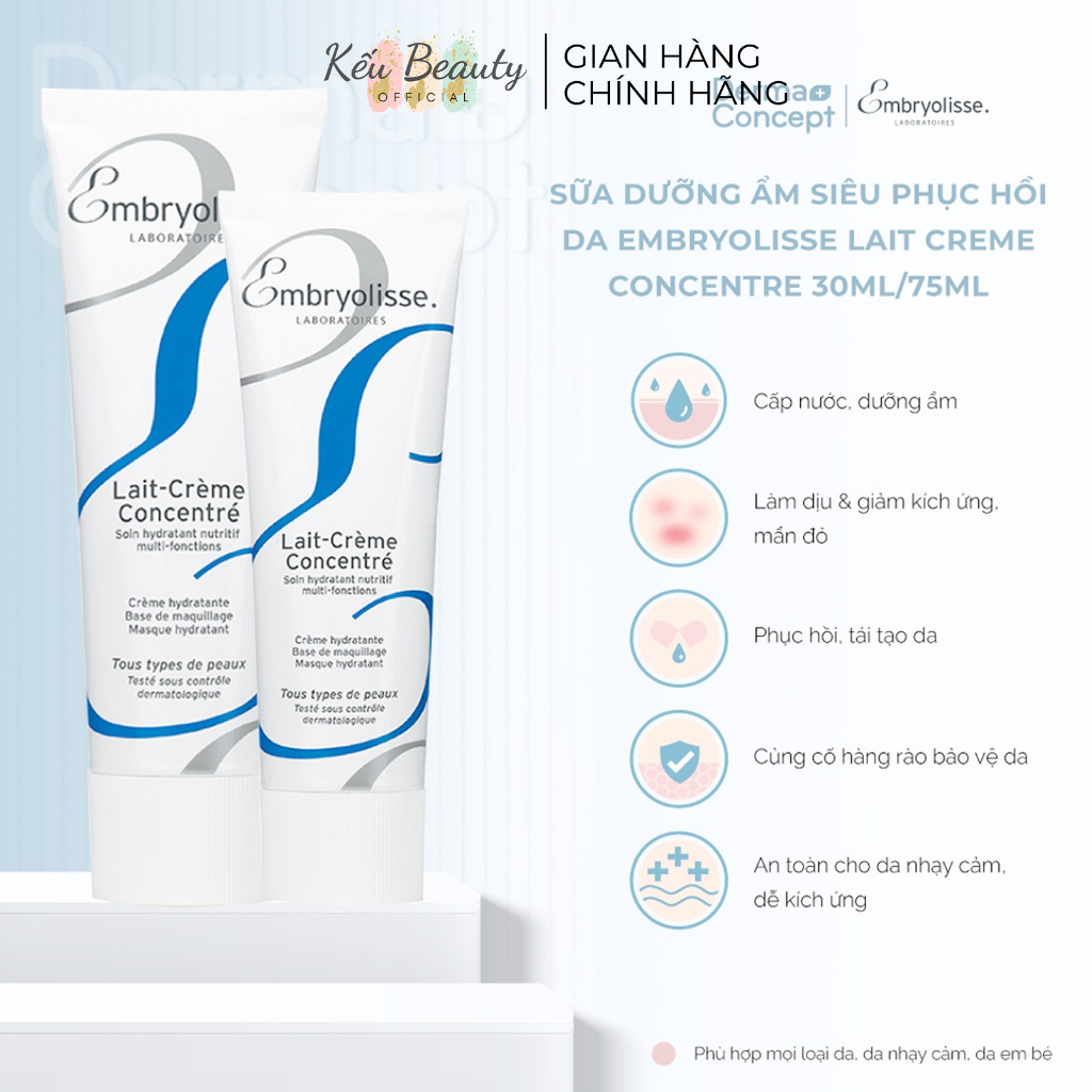 Kem Dưỡng Ẩm, Sáng Bóng, Siêu Phục Hồi Da Embryolisse Lait Creme Concentre 75ml