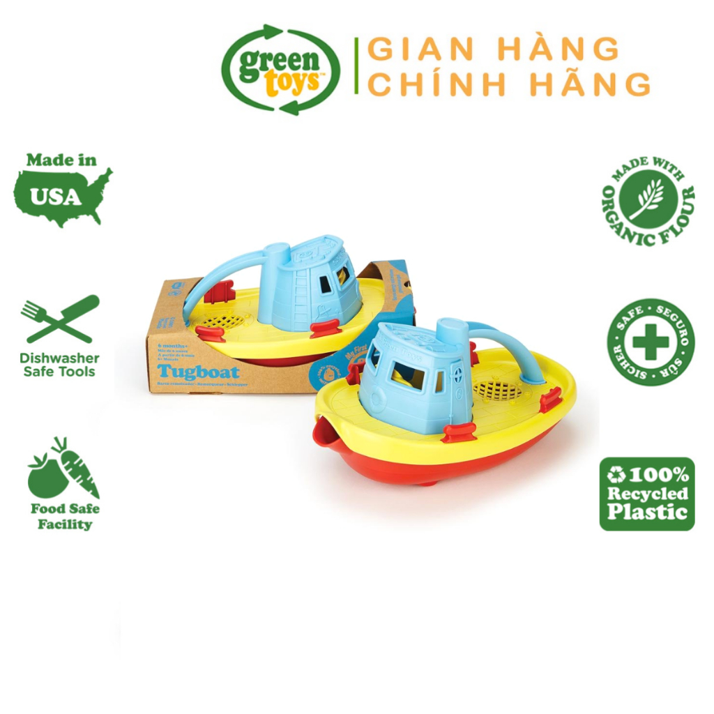 Đồ Chơi Tàu Thuỷ Kéo Green Toys Cho Bé Từ 6 Tháng - Cabin Xanh Dương