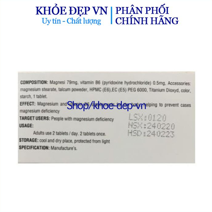 Viên uống Magie B6 Đại Uy bổ sung magie, vitamin B và khoáng chất cho cơ thể – Hộp 100 viên