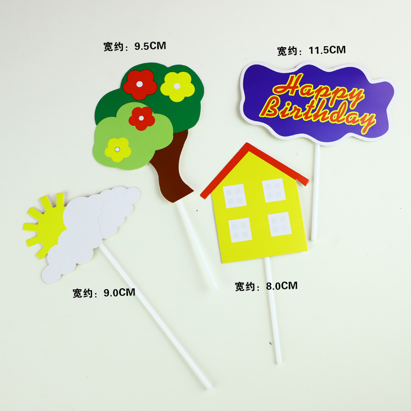 Phụ kiện trang trí bánh sinh nhật bánh kem - Set cắm giấy hình ngôi nhà
