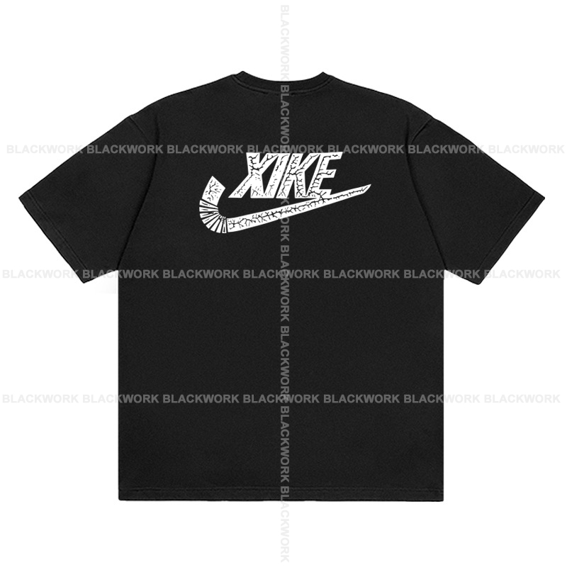 Áo Thun XIKE XÌ KE 100% Cotton Tay Lỡ Unisex - Đen/Trắng Cổ Tròn | Blackwork