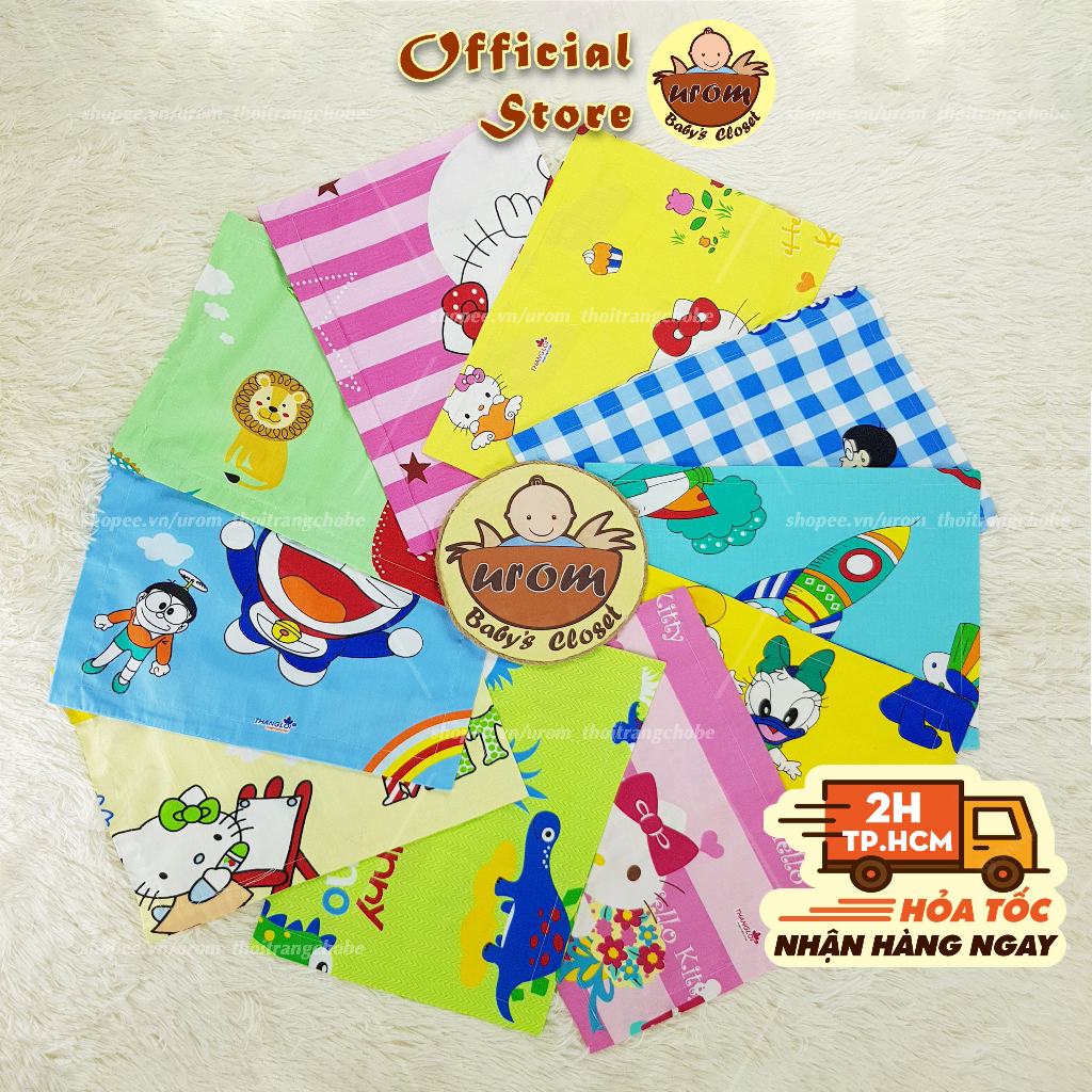 Vỏ áo gối nằm cho bé vải Cotton Thắng Lợi họa tiết hoạt hình trẻ em nhiều kích cỡ size