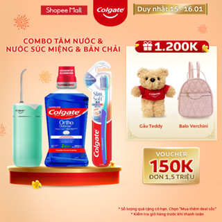 Combo Tăm nước Colgate và bàn chải + nước súc miệng Ortho