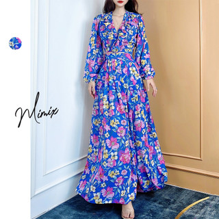 Set hoa hồng áo đắp chéo kèm quần dài xếp ly mimix bz7265