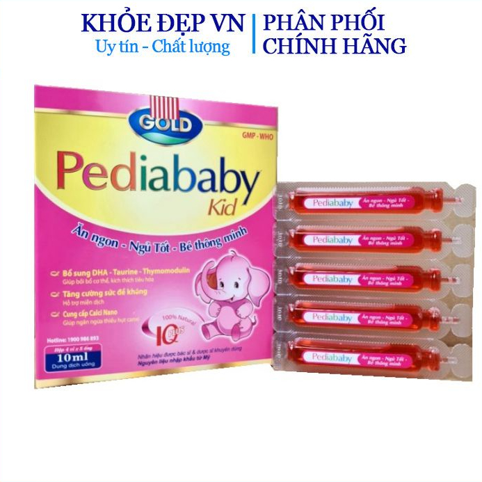 90k Siro ăn ngon ngủ ngon cho bé Pediababy Kid tăng kích thích tiêu hóa giúp trẻ khỏe mạnh hộp 20 ống x 10ml