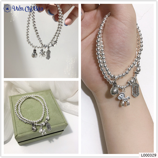 Vòng chuỗi bạc charm ngựa - bảng tính chất liệu bạc Thái 925 thời trang phụ kiện trang sức Viễn Chí Bảo L000329