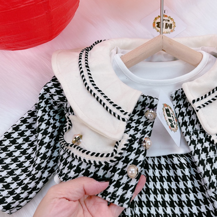 Set Váy Dạ Kèm Body Liền Thân WOWKIDS Chất Dạ Mềm Mại Cho Bé Từ 6-17kg Đi Chơi Diện Tết