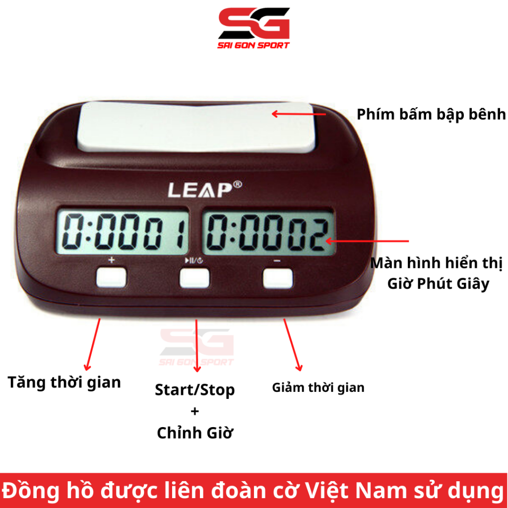 Đồng hồ chơi cờ vua, cờ tướng đếm giờ cho học sinh chính hãng LEAP 9907S - SÀI GÒN SPORT