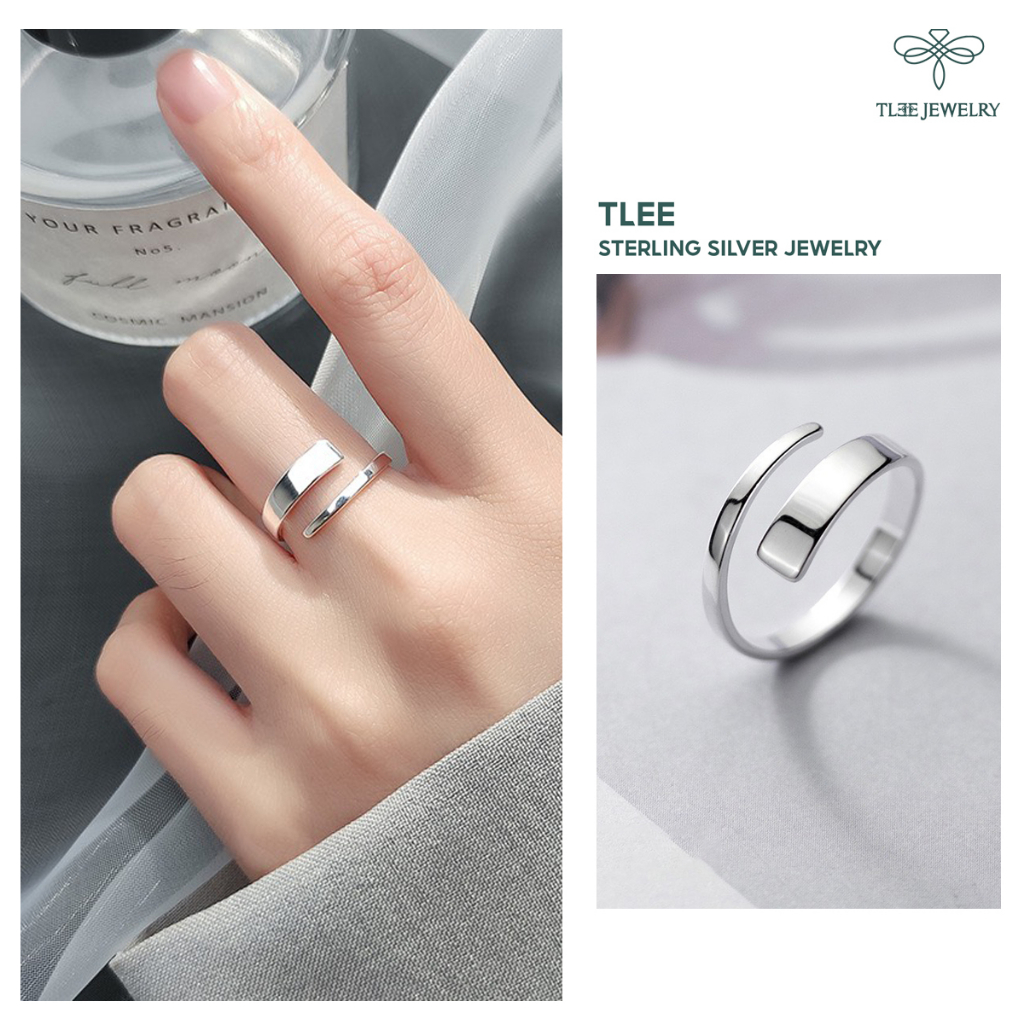 Nhẫn bạc unisex TLEE vát basic cá tính TleeJewelry A0289