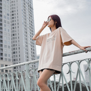 Áo thun cao cấp unisex dean nam nữ cotton 4 chiều màu be