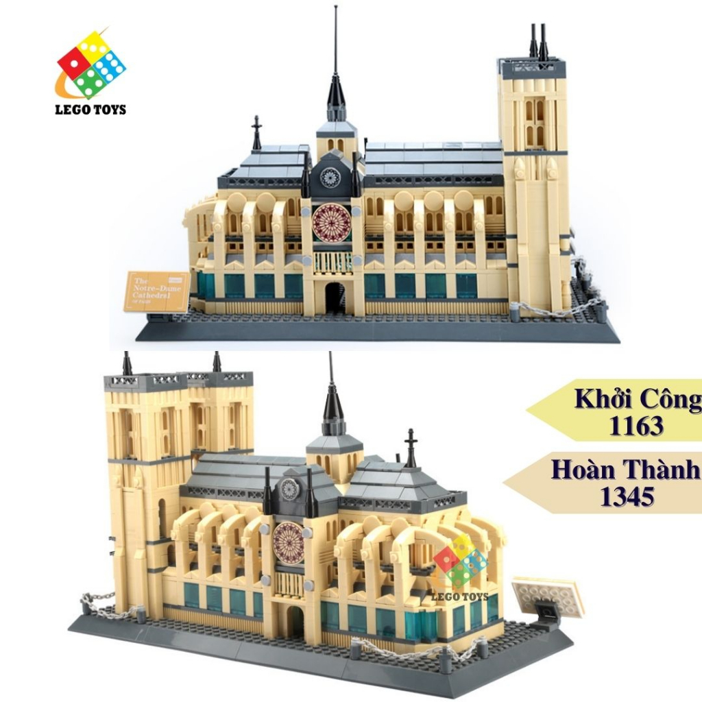 LEG0 Nhà Thờ Đức Bà Paris - Đồ Chơi Lắp Ráp Mô Hình Công Trình Kiến Trúc Nổi Tiếng Thế Giới - Tặng Dây Nháy Phát Sáng