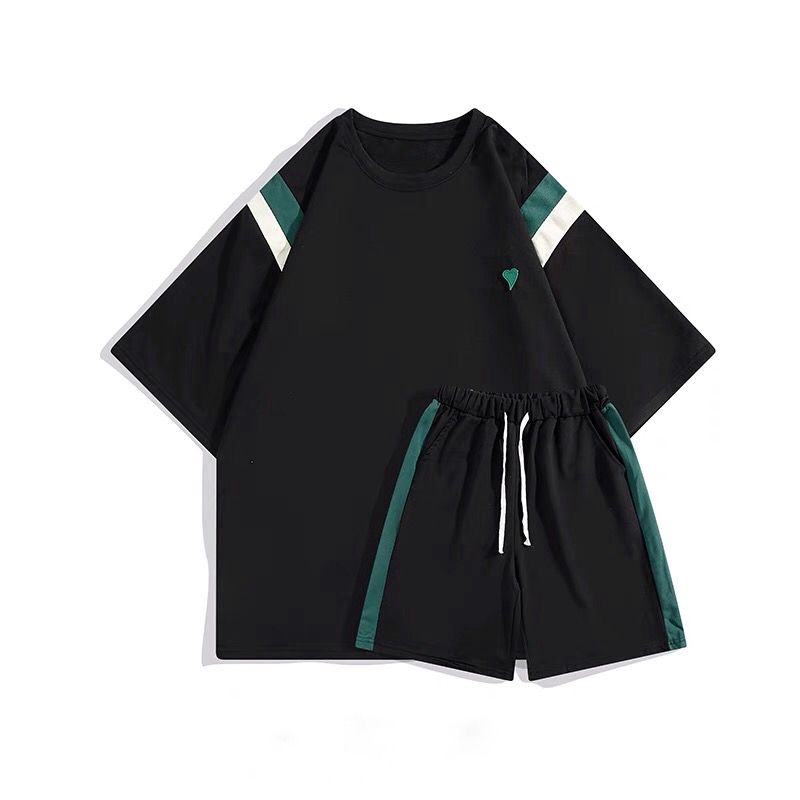 Set bộ thể thao nam gồm áo polo thêu trái tim và quần short form, chất vải cotton cao cấp co giãn 4 chiều Mophus MS015