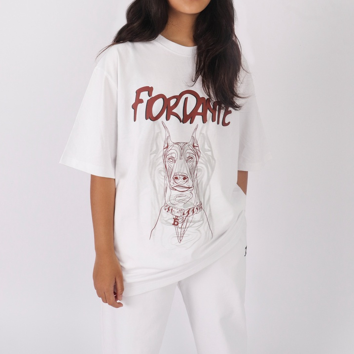 Áo thun Nữ Local Brand Unisex DOBERMAN TEE form rộng FIOR DANTÉ Màu Trắng 100% Vải Cotton Co Dãn, Thoáng Mát