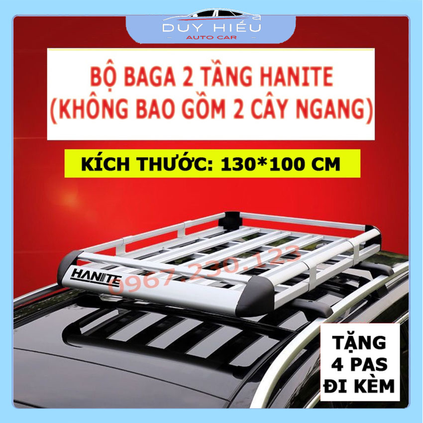 Bộ baga, giá nóc ô tô 2 tầng HANITE size 130*100cm tặng pas U