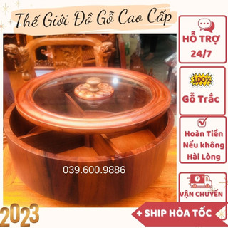 Khay bánh kẹo tết bằng gỗ hương / Khay đựng bánh kẹo ,mứt tết 2 tầng bằng gỗ hương cao cấp sang trọng