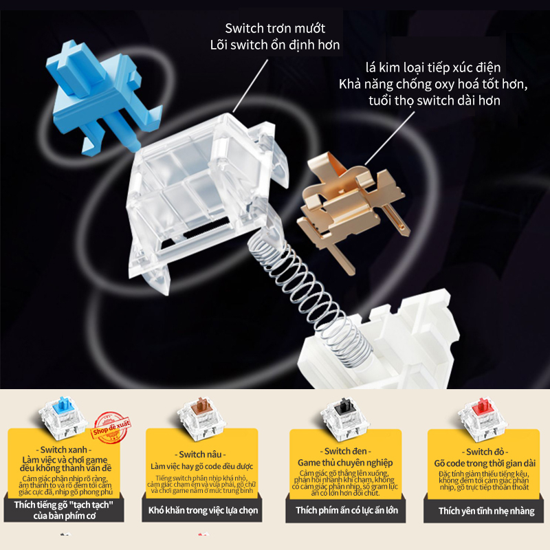 Bàn phím cơ K80 có dây trục màu xanh lá cây, bề mặt kim loại phát sáng dùng cho máy tính để bàn laptop máy cây chơi game