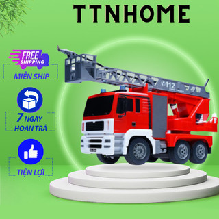 Xe cứu hỏa đồ chơi , mô hình xe cứu hỏa loại to phun được nước thật E227
