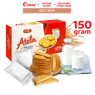 Bánh quy vị bơ sữa ngọt LIBRA milk cracker giòn đồ ăn vặt ngon dinh dưỡng hộp bánh lễ tết Atela hộp 150gr