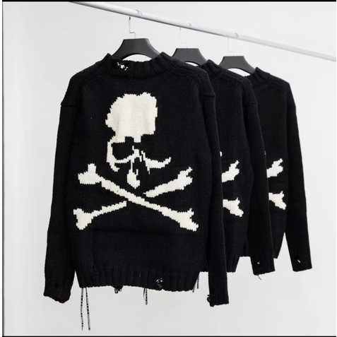 Áo Nỉ Sweater In Hình Đầu Lâu Xương Chéo Form Rộng Unisex Cho Nam Nữ