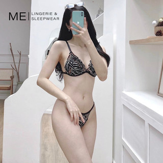 Bộ đồ lót áo mút đệm mỏng không gọng thoải mái quần dây hoạ tiết vằn nổi bật gợi cảm Me lingerie & sleep wear
