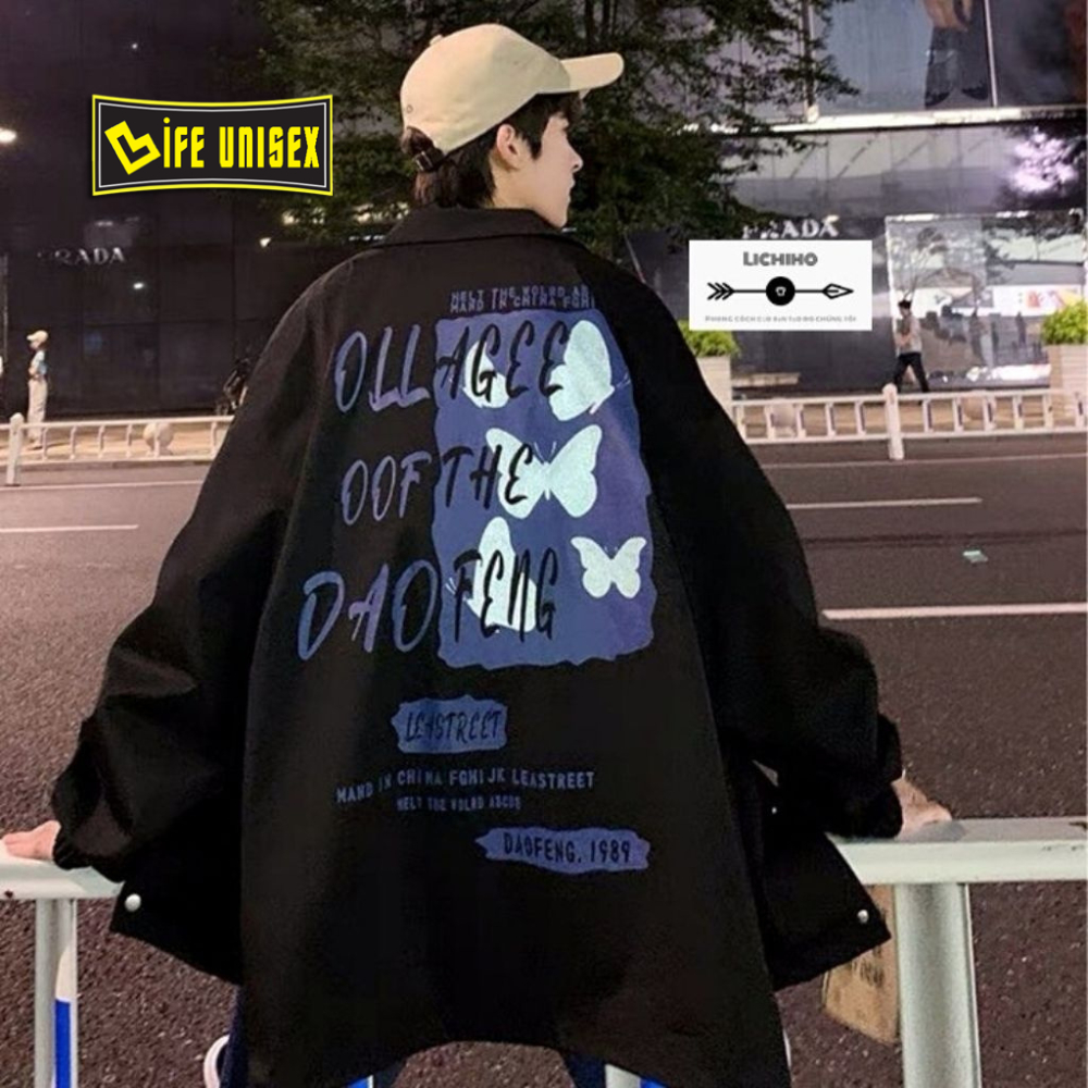 Áo khoác dù sơ mi LEASTREET nam nữ form rộng Unisex Chống Nắng Siêu Hot ulzzang Jacket Bomber - Life Unisex