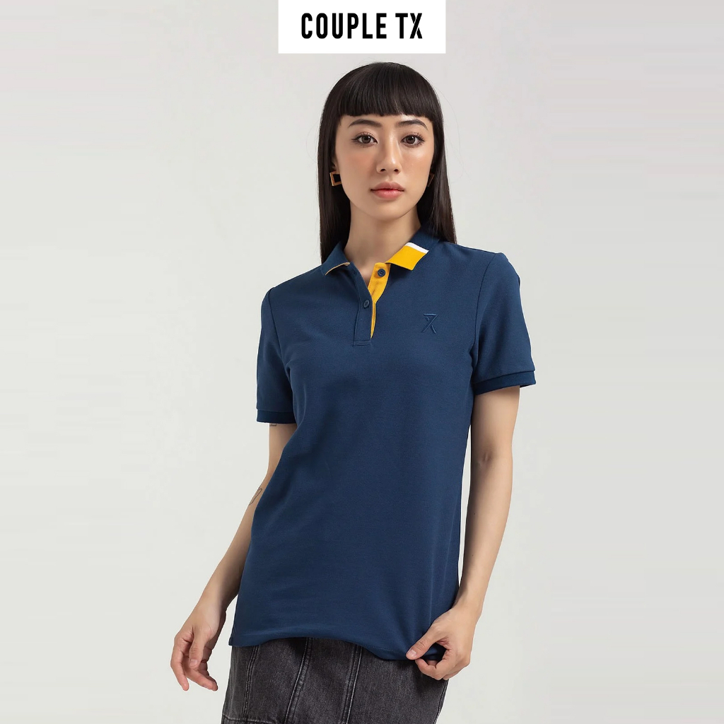 Áo Polo Nữ Couple TX Pique Regular Fit Phối Trụ Bo Kiểu WPO 2023