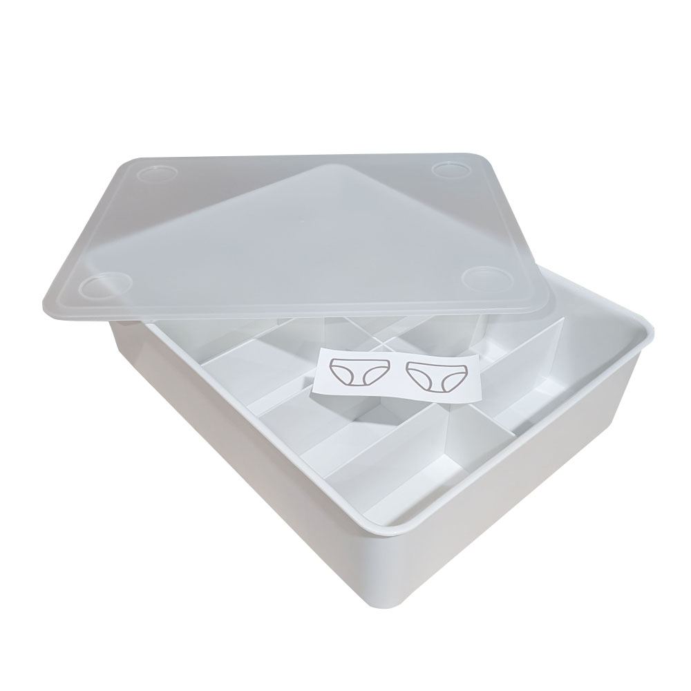 HomeBase PLIM Hộp bảo quản đồ lót bằng nhựa 23x8.5x30cm màu trắng