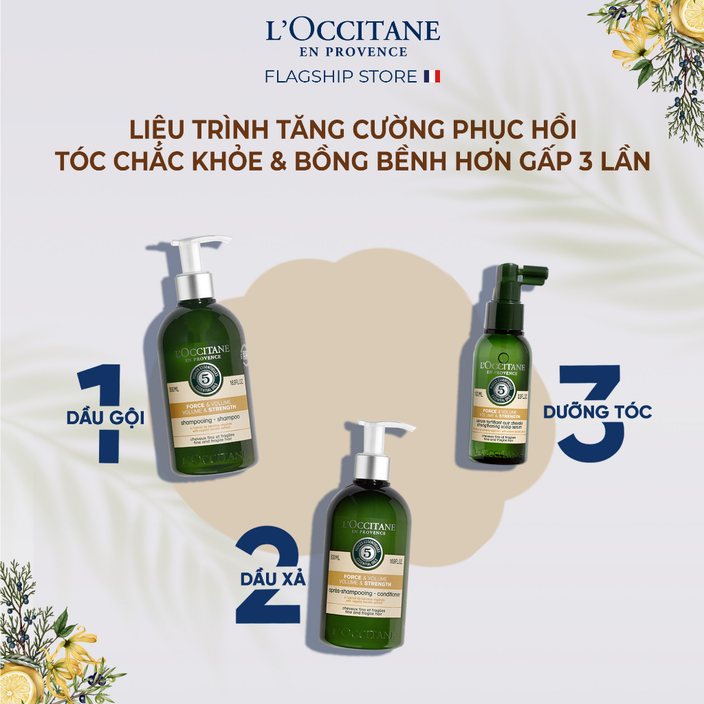 Dầu Gội - Dầu Xả L'Occitane Phục Hồi Tóc Chắc Khoẻ & Bồng Bềnh Tự Nhiên Volume & Strength 250ml - 300ml