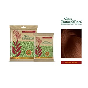 Bột nhuộm phủ màu Nisha Naturemate Natural Based Hair Color Natural Brown (Hộp 6 gói x 15g)