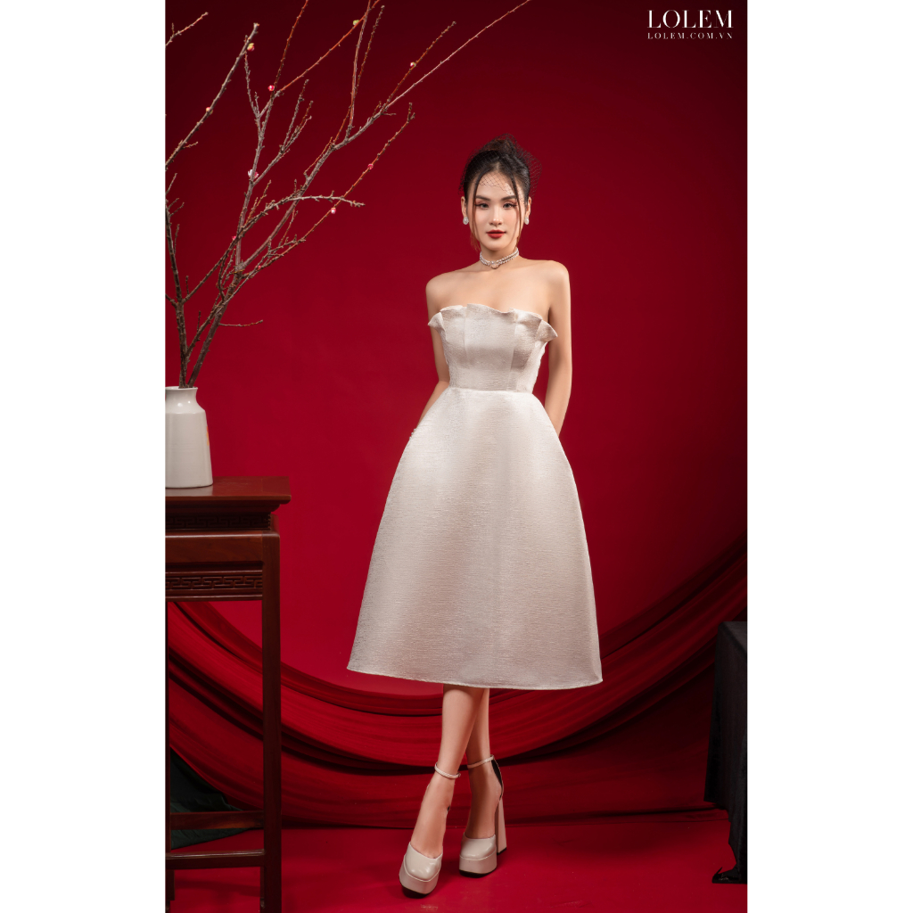 Đầm cúp ngực LOLEM DX400 form xòe có túi hông vải tafta xước giữ form tốt