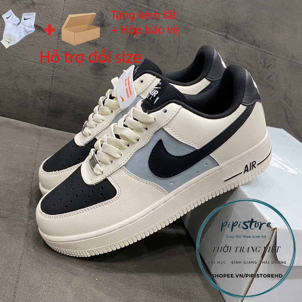 Giày af1 vệt đen be đen, giày thể thao nam nữ vệt đen, size 36-43 [pipistore]