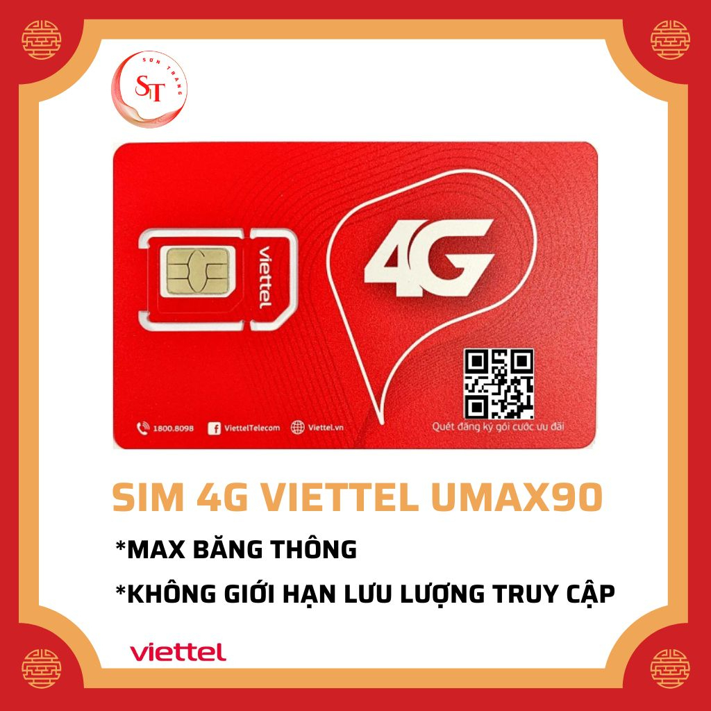 Sim Viettel 4G, sim 4G Viettel UMAX70 - UMAX90 Data Không Giới Hạn, max băng thông Chỉ Từ 70k/Tháng