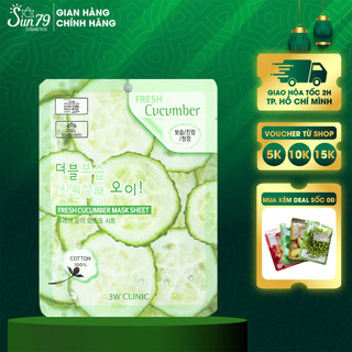 Mặt nạ dưỡng da chiết xuất từ dưa leo 3w clinic fresh cucumber mask sheet 23ml