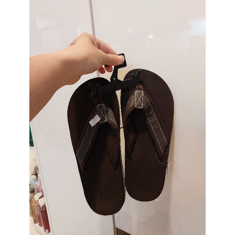 DÉP KẸP NAM CHÂN NHỎ / BÉ TRAI QUAI NÂU VIỀN TRẮNG SIZE 6 = CHIỀU DÀI chân 24CM NHẬP TỪ MỸ