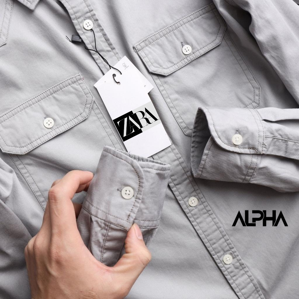 Áo sơ mi dài tay form rộng kaki GEN ALPHA ,áo sơ mi kaki túi hộp full team mạc ZA.RA121