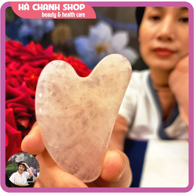 Đá Guasha Đá Massage Mặt Thạch Anh Hồng Hình Tim Mát Xa Mặt Mắt Dụng Cụ Spa Đẩy Tinh Chất Dưỡng Sinh Chăm Sóc Da