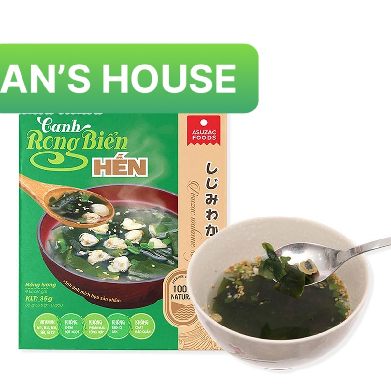 Hộp 10 gói Canh Rong biển Hến ASUZAC FOODS Giải pháp cho người bận rộn