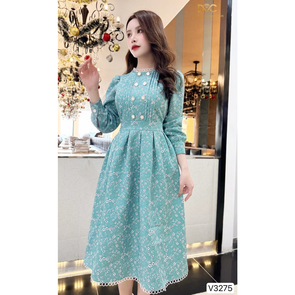 VÁY HOA NHÍ XANH DƯƠNG ĐÍNH CÚC GIẢ V3275 - DVC