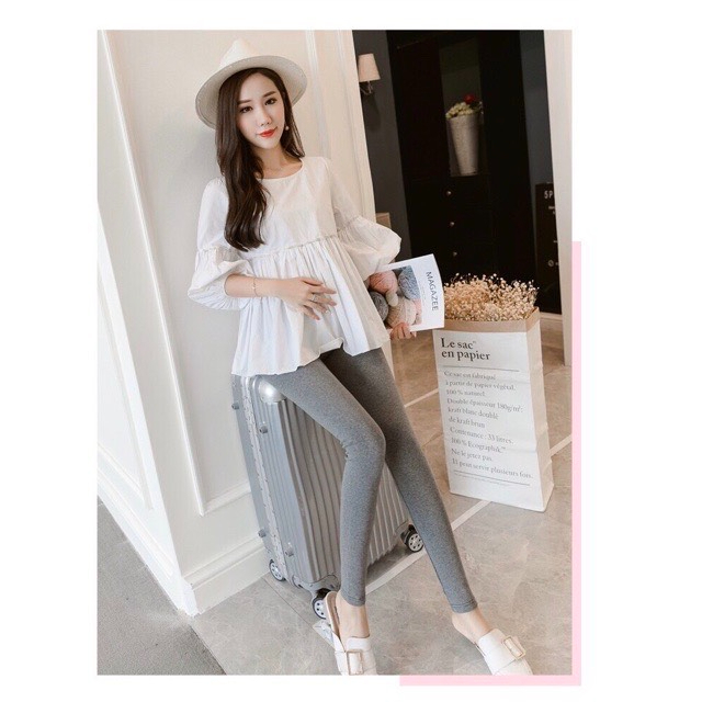 Quần bầu cạp chéo XÁM chất cotton đẹp co dãn thoải mái QB1111