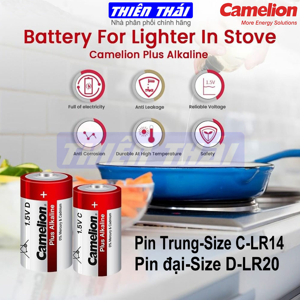 Pin đại pin trung Camelion LR20,LR14,pin kiềm1.5V.pin bếp gas Âm,dùng cho Đèn Pin, đài radio.