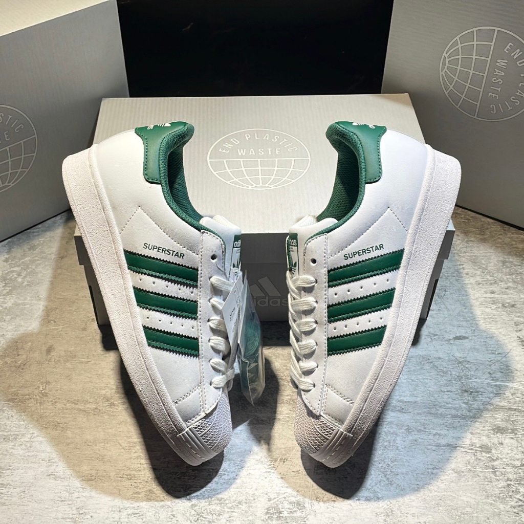 Giày Thể Thao Adidas Superstar 'Cloud White/Collegiate Green/Cloud White'. Giày Thể Thao Sò Vạch Xanh Lá