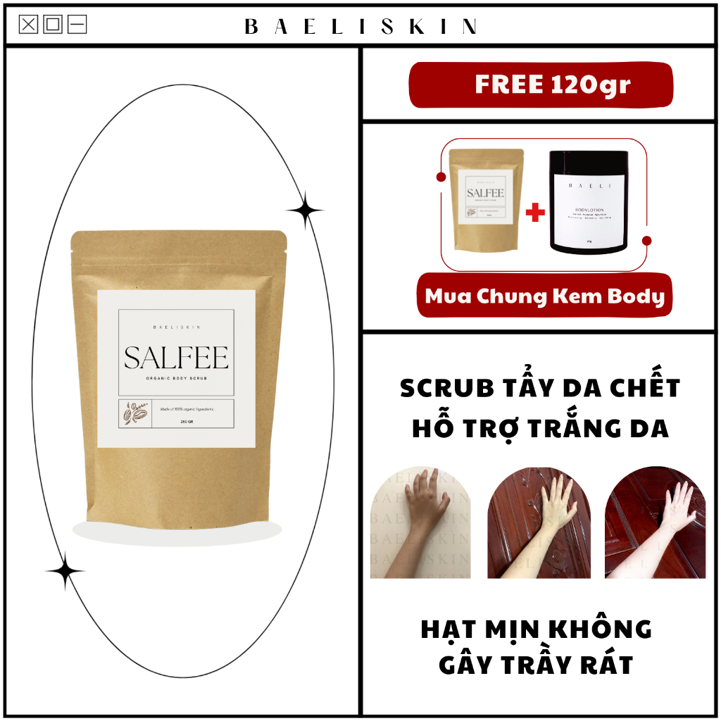 Tẩy Tế Bào Chết Trắng Da Giảm Thâm Mụn Chai Sần Muối Cafe Body Scrub 100% Thiên Nhiên