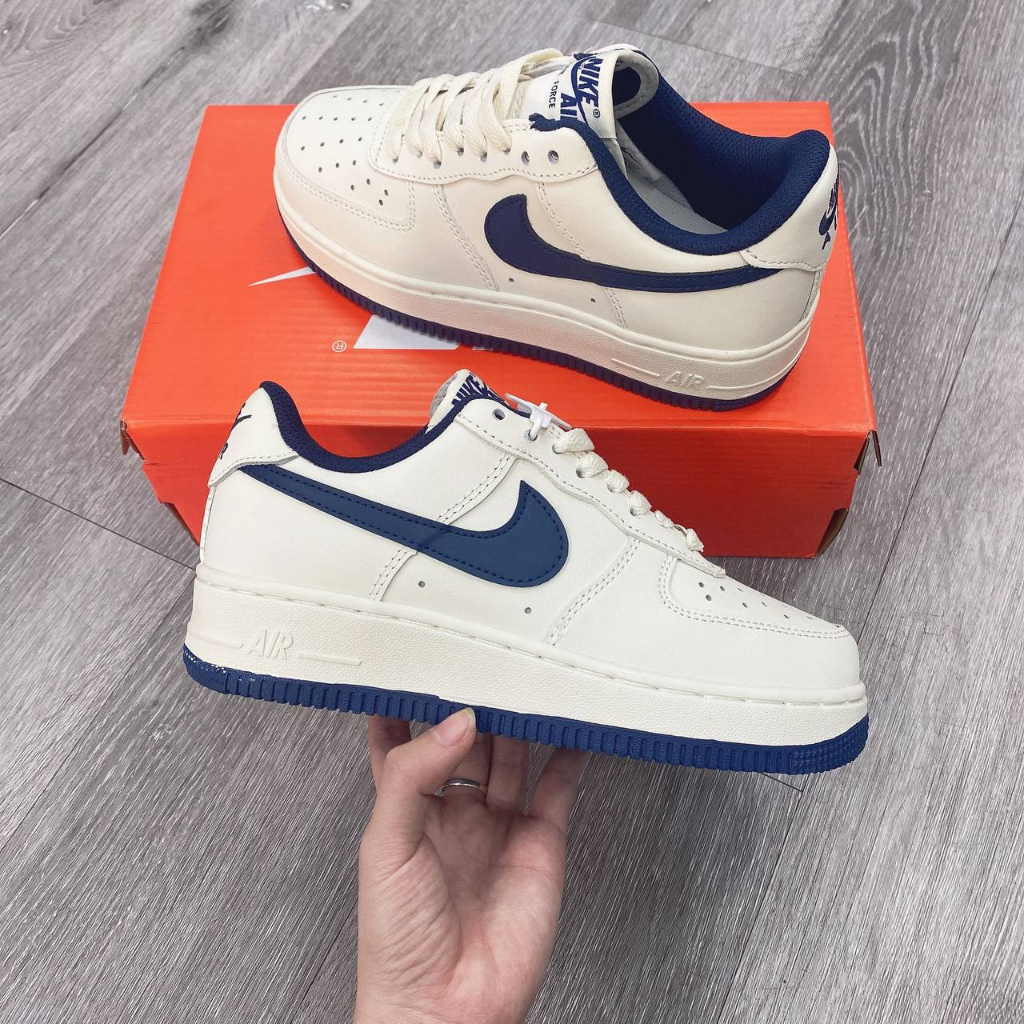 Giày canvas_nike canvas navy, giày_nike air force 1 vải canvas viền xanh navy hàng trung cao cấp FULL BOX BILL hót