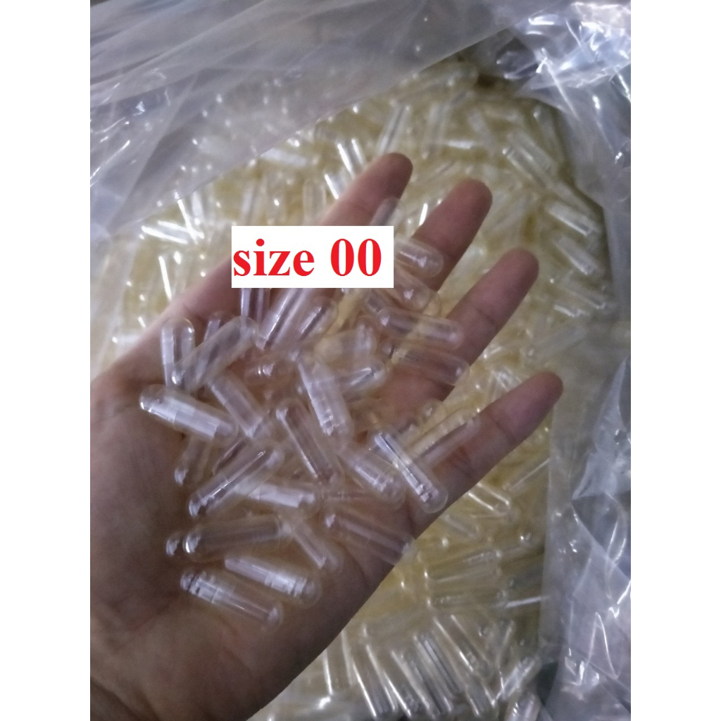 viên nang rỗng size 00, vỏ nang rỗng màu trong suốt #00