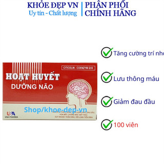 Hoạt huyết dưỡng não giảm đau đầu, hoa mắt, chóng mặt, tăng cường lưu thông máu - Hộp 100 viên