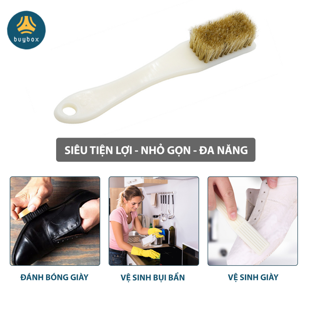 Combo dung dịch tẩy ố đế giày bàn chải lông heo giúp vệ sinh nhanh chống sạch sẽ, tiện dụng - Buybox - BBPK73_BBPK251