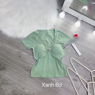 Áo td phối xích nữ cổ tim có mod ngực xinh ĩnh lyie