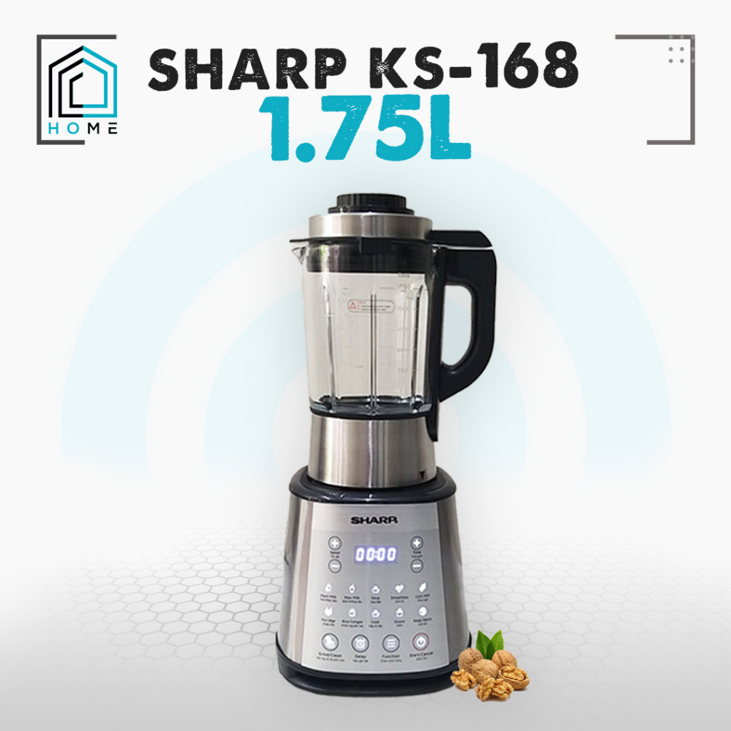 Máy làm sữa hạt Sharp KS168 - Máy làm sữa đậu nành - Dung tích 1,75L - Công suất 1800w - Bảo hành chính hãng