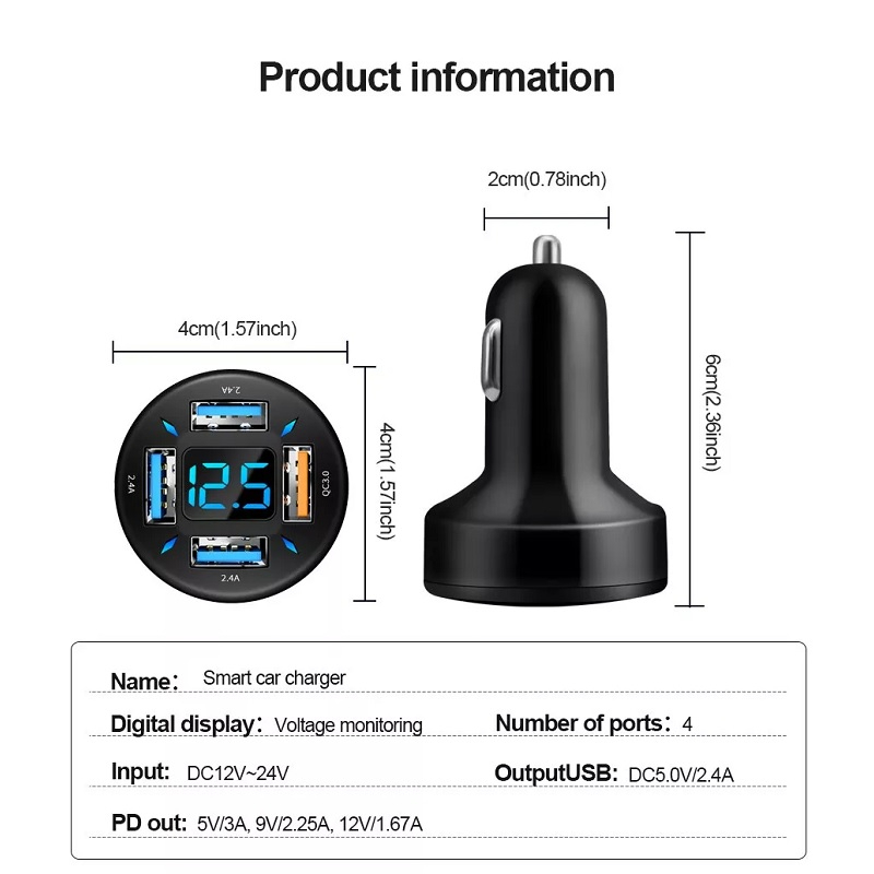 Tẩu sạc ô tô, cốc sạc xe hơi 4 cổng USB sạc nhanh loại 12V/24V có đèn led tiện dụng đa năng trên xe ô tô | BigBuy360 - bigbuy360.vn