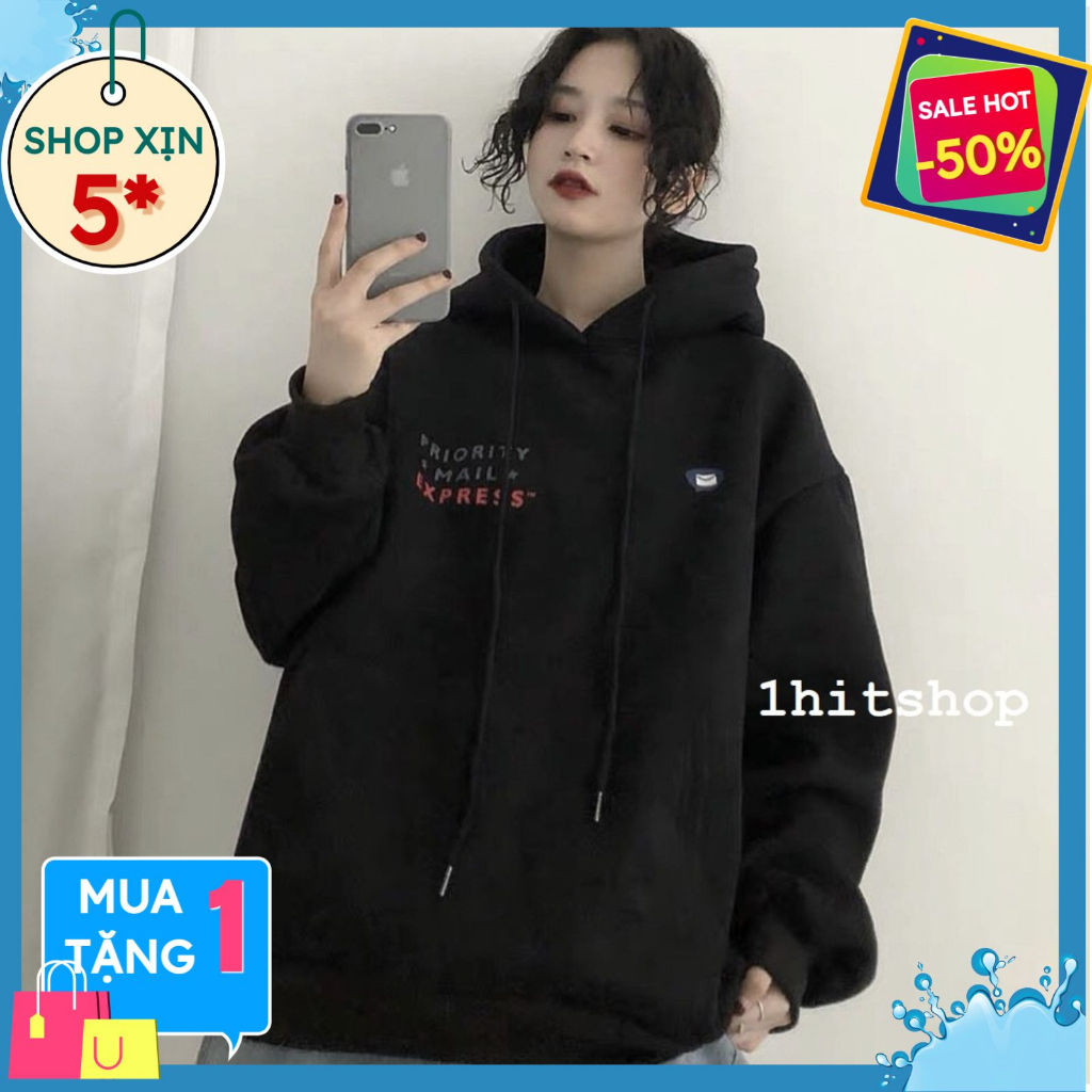 Áo Hoodie Form Rộng Unisex Lá thư ranshopm, Áo khoác Sweater Chất Nỉ Dày dặn
